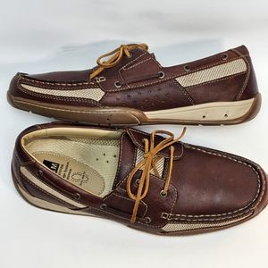 Johnston and Murphy XC4 Waterproof Brown Two Eye Sheepskin Boat Shoes, EUC, sz11